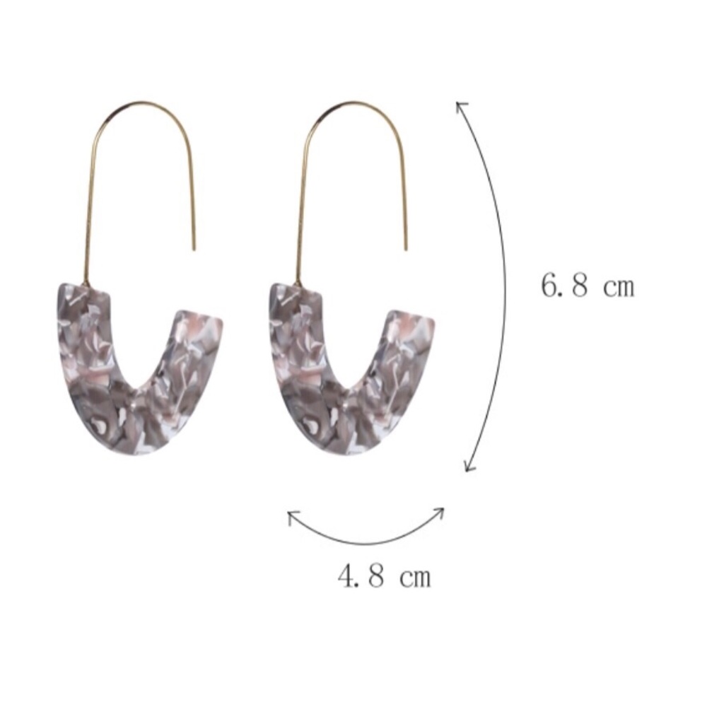 J Shape Acrylic + Metal Statement Earrings 2 PAIR - Picture 4 of 8